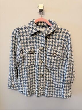 Zara Blue and Cream Tweed Jacket
